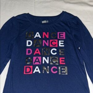Crazy 8 Girls Navy Blue Long Sleeve Tee with Pink, White & Gold "DANCE" Print